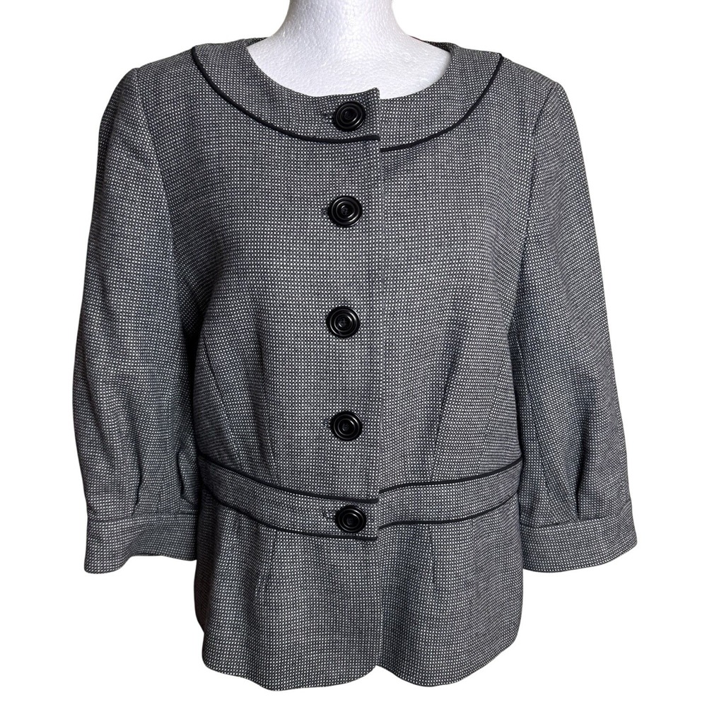 Classiques Entier Wool Blend Houndstooth Cropped Blazer Jacket Pink Lining 14